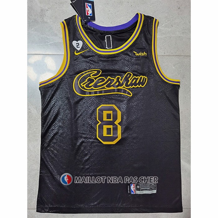 Maillot Los Angeles Lakers Kobe Bryant NO 8 Crenshaw Black Mamba Noir